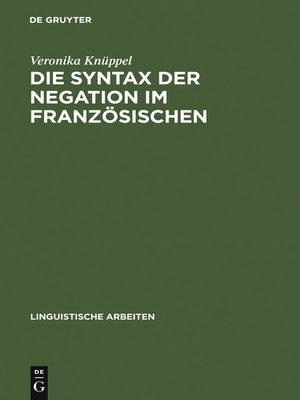 cover image of Die Syntax der Negation im Französischen